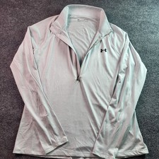 Under Armour Womens HeatGear Loose Fit Quarter Zip Pullover Gray XL Long Sleeve