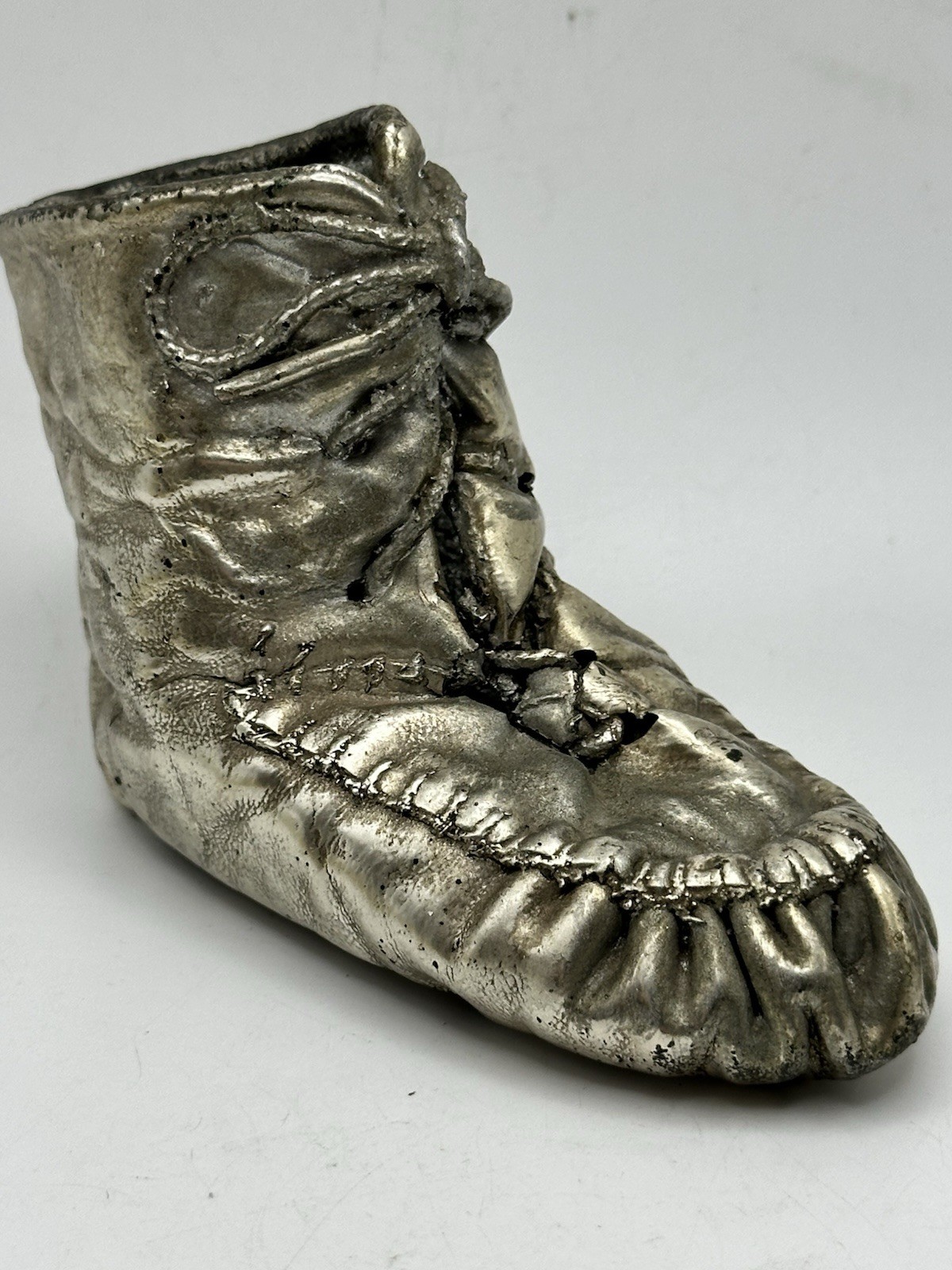 Silver Plated Infant Hand Made Moccasin Bootie 