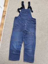 80s Vintage Distressed French Le Laboureur Style Cotton Work Very Worn Overalls