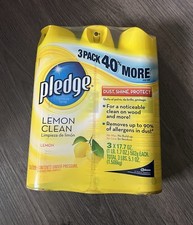 3 Pack Pledge Lemon Clean Furniture Polish Spray Jumbo 17.7 oz