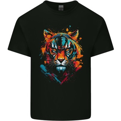 Gildan Kinder T-Shirt Grafitti Tiger, Schwarz, Kurzarm, 3-13 Jahre