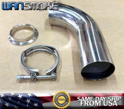 Stainlesss 3'' V-Band Elbow Down Exhaust Tube Flamp Clamp for Garrett Turbonetics