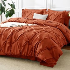 King Size Comforter Set Burnt Orange, 7 Pieces Bed in A Bag Terracotta Comforter