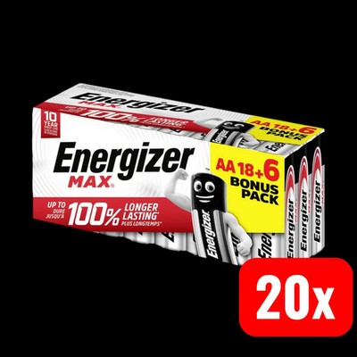 Energizer Max Mignon (AA)-Batterie Alkali-Mangan 1.5 V Akku Batterie 20 STÜCK