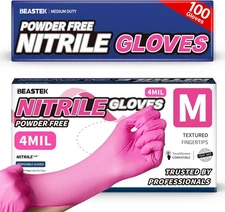 Nitrile Disposable Exam Gloves, 4Mil 100Ct Powder-Free Latex-Free Food-Safe