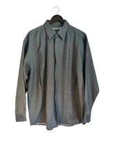 Vintage Results Shirt Jacket XL Gray Textured Button Down 90s Overcoat Shacket