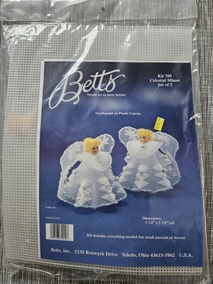 Betts Needle Art Plastic Canvas Kit 709 Celestial Misses Set 2 Angels NOS Sealed