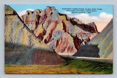 Postcard SD Bad Lands South Dakota Big Foot Pass Scenic Landscape linen 324