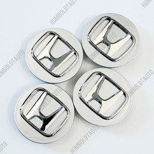 4 Gloss Silver Wheel Center Caps Chrome Logo For Honda Rim Hubcaps 69mm 2.75
