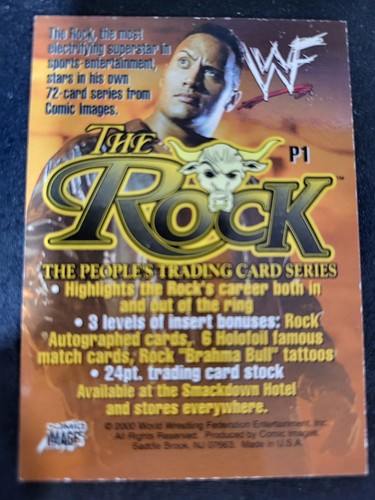 Dwayne The Rock Johnson Rock Solid 2000 RARE PROMO Card #P1 - Picture 2 of 2