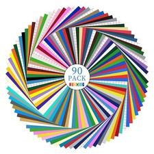 Permanent Adhesive Vinyl Bundle - 90 Pack Vinyl Sheets 12  x12  , Glossy, Matt...