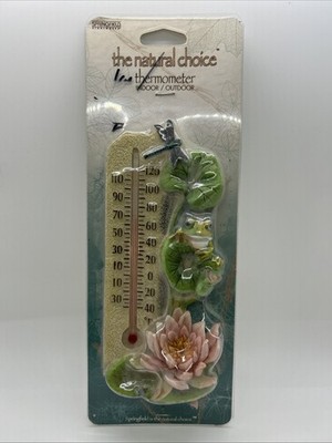 Springfield Stoneworks The Natural Choice Indoor Outdoor Thermometer Frog/Flower