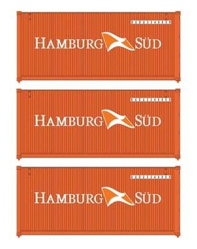 Walthers SceneMaster 949-18052 HO Escala 3 Piezas Contenedor 20' Hamburg Sud | Zustand: Nuevo