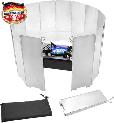 Camping Gaskocher Windschutz aus Aluminium - faltbar, leicht, wasserdicht, für O