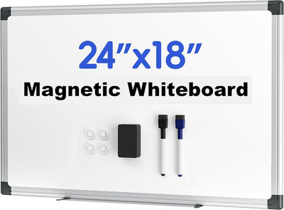 Magnetic Dry Erase Whiteboard 24'' x 18'' with Eraser & Markers Included