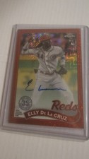 2024 Topps Series 1 1989 Topps Chrome Silver Auto Elly De La Cruz  Red 4/5