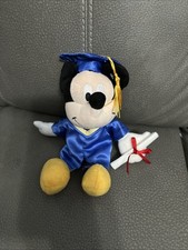 Disney Mickey Mouse Blue Graduation Gown Cap Holding Diploma Plush Figure