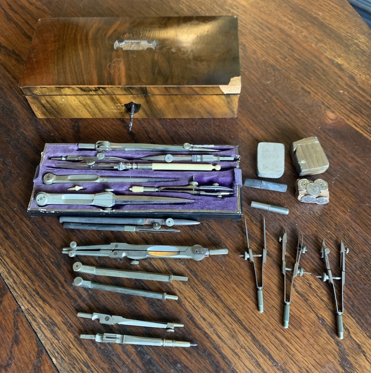 Antique Keuffel & Esser K&E Drafting & Compass Set Paragon Line~ Very Nice!
