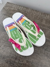 NIB JUICY COUTURE ZSM-029 Bow Thong Wedge Sandals Flip Flops White Size 5M