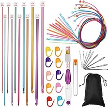 Waydress Tunisian Crochet Hooks Set with Cable 2-8 mm, Smooth Afghan Hooks