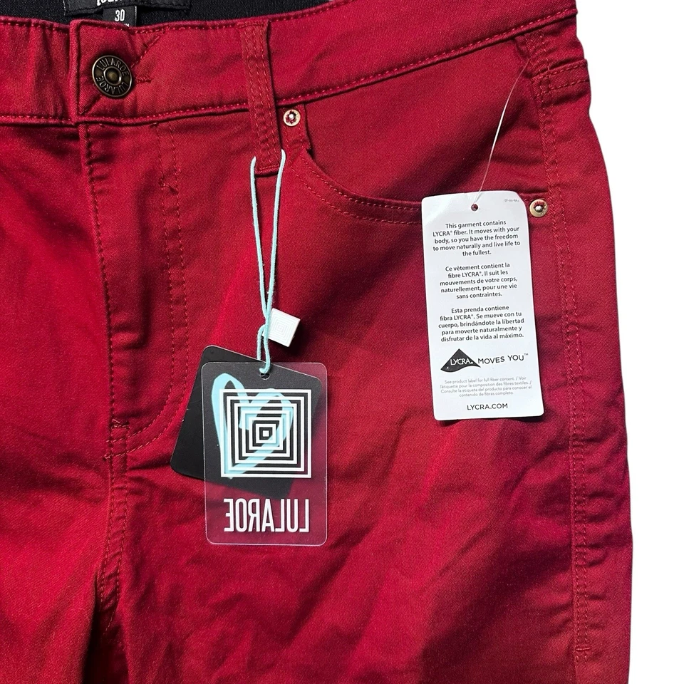LuLaRoe Skinny Pants Women’s 30 Red Stretch Cotton Blend Magic Waistband NWT - Image 4 of 4