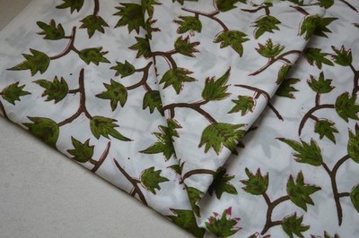 7 Yard Hand Block Print Fabric 100%Cotton NO TARRIF CHARGES 100%  ZK_110