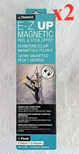 2 TRIMACO E-Z UP Magnetic Peel & Stick Zipper~#06188~Self Closing Tarp Doorway