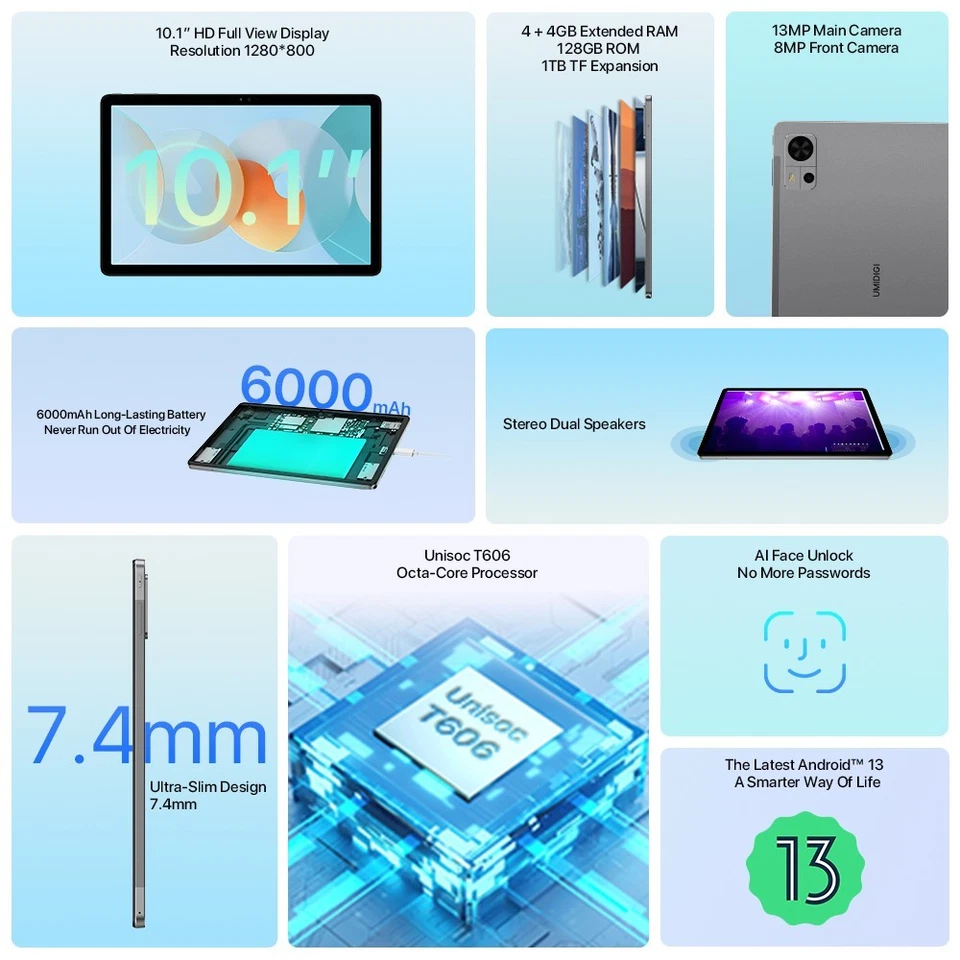 UMIDIGI G5 Tab 4GB+128GB Dual SIM 10,1 Zoll Octa Core WiFi Android Tablet - Bild 3 von 4