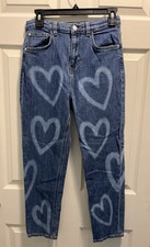 GUESS Girls Skinny Jeans Size 16 Blue Heart Print Denim Pockets