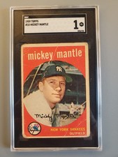 1959 Topps Mickey Mantle #10 SGC 1 HOF Vintage Yankees – Great Find !