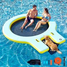 8' Round Inflatable Dock Ring w/Dog Ramp for Lake Pool Boat Floats