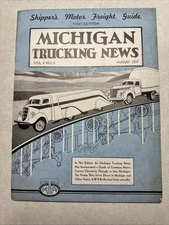 August 1937 Issue of Michigan Trucking News W/1st Edition Freight Guide Magazine