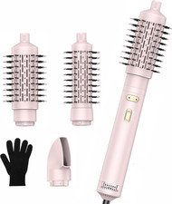 Rotating Hot Air Brush,3 in 1 Hair Dryer Brush Spinning with Pink