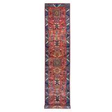 3'x17'5" Red Heris All Over Design Hand Knotted Wool Runner Oriental Rug 21434