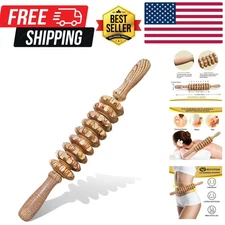 Wooden Massager Handheld Roller Trigger Point Massager Stick for Fascia, Cell...
