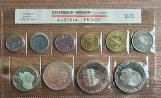 KMS mit SILBER in PP Österreich 1973: 2 Groschen bis 2x50 Schilling (!!!) PROOF