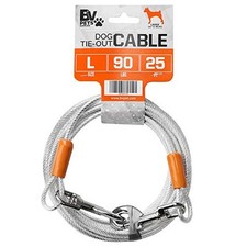 BV Pet Tie Out Cable for Dogs Up to 90 Pounds, 25 Feet Silver/ 90lbs/ 25ft