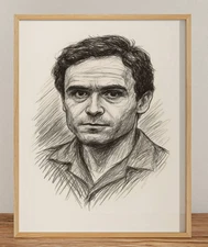 TED BUNDY DRAWING PRINT PORTRAIT SKETCH 8" x 10" SERIAL KILLER PRINT WALL ART