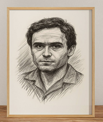 TED BUNDY DRAWING PRINT PORTRAIT SKETCH 8'' x 10'' SERIAL KILLER PRINT WALL ART