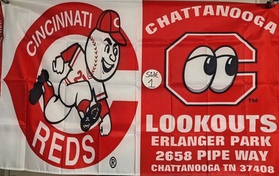 A336D Cincinnati Reds MLB with Their Farm Team LookOuts 3x5 Flag On Auction Baby