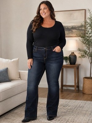 Torrid Luxe Slim Boot Jeans 20S Mid Rise Stretch Dark Wash Denim Plus Sz NWT