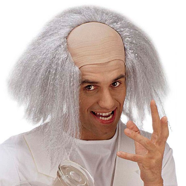 MäNner PerüCke Grau Mit Halbglatze FüR Fasching Und Halloween KostüMzubehöR-image