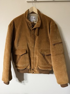 Vintage Retro Chess King Brown Corduroy Bomber Jacket Coat L Grunge