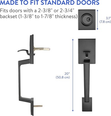 - Front Door Lock and Handle with Deadbolt - Set Includes Installation Template,
