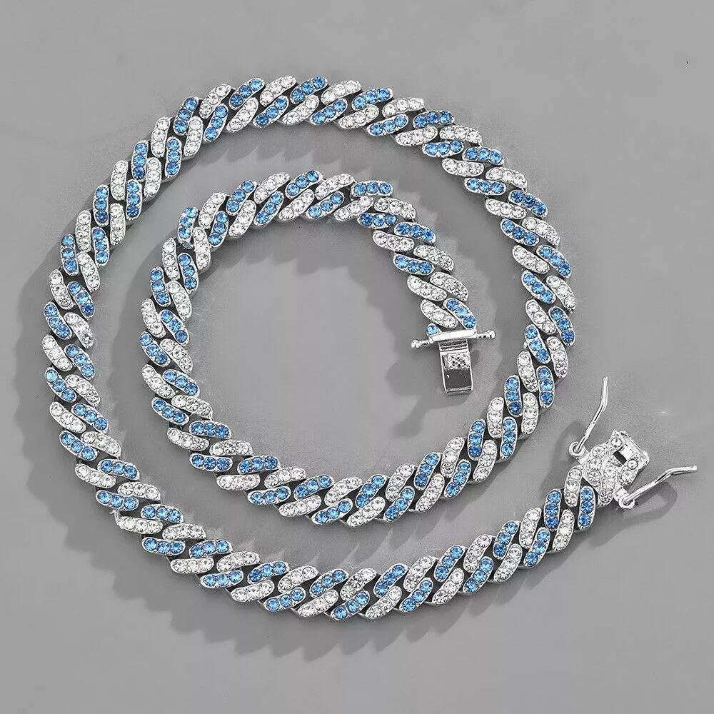 Blue and white cuban chain outlet