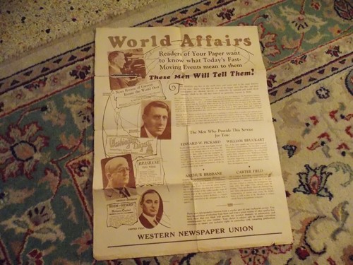 1930's WESTRN NEWSPAPER UNION WORLD AFFAIRS Wash. - DC News Writers POSTER 22X17 - Picture 3 of 3