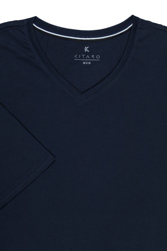Kitaro T Shirt Herren Kurzarm Rundhals V Ausschnitt Baumwolle Extra Lang Tall - Picture 16 of 19