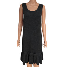Charlie Paige grey dropwaist ruffled hem knit sleeveless sweater dress size L