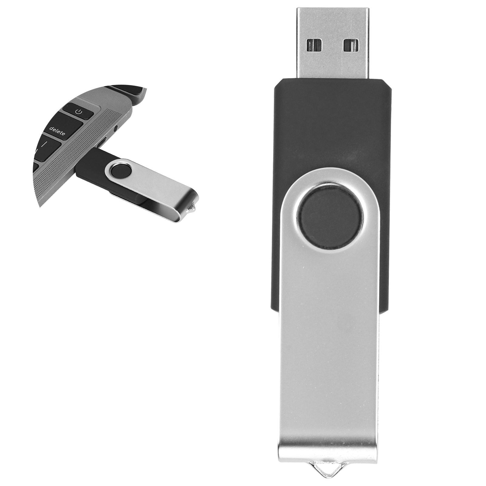USB Flash Drive Candy Black Rotatable Portable Storage For PC T-image