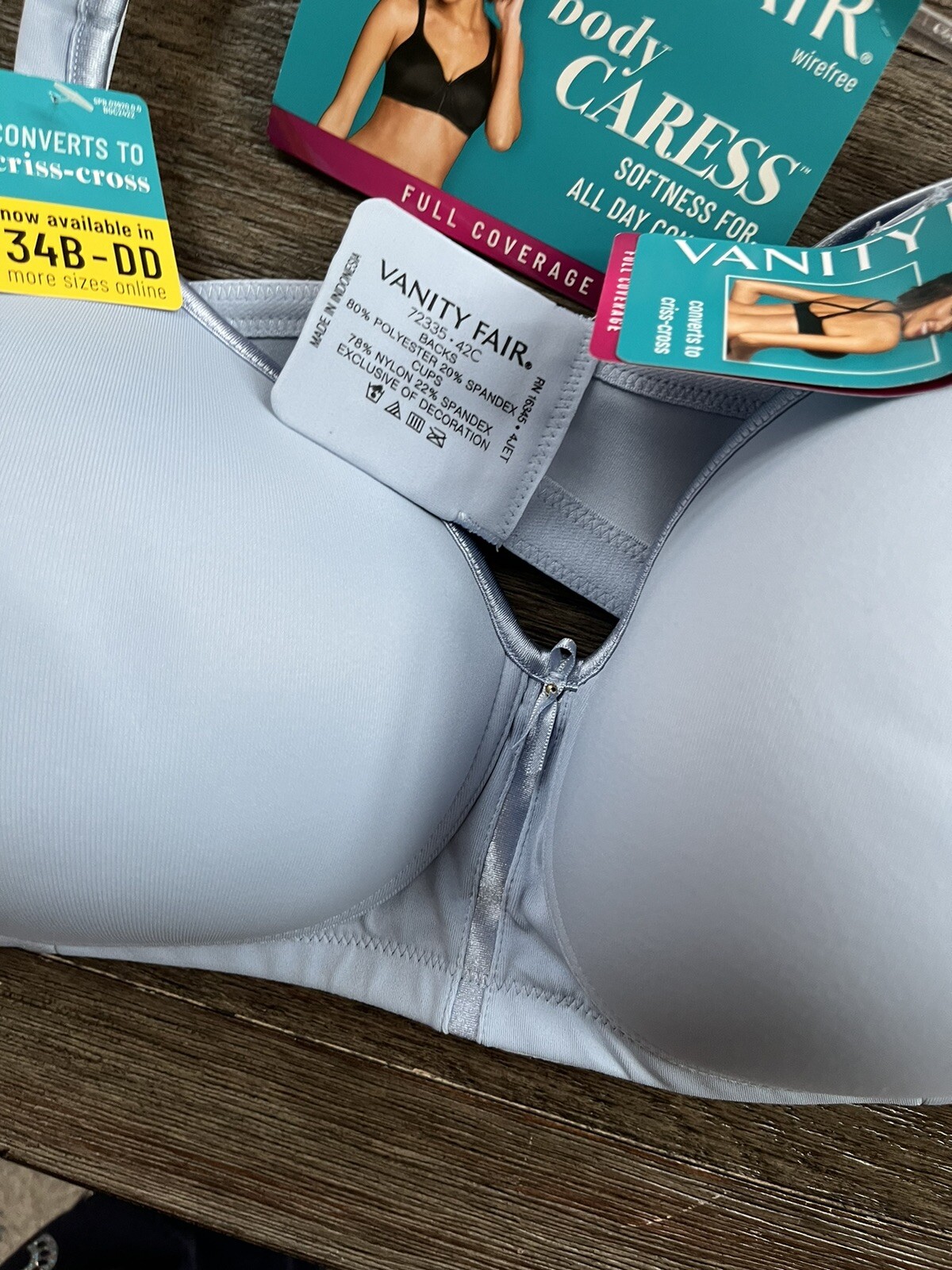 Vanity Fair Women Body Caress Full Coverage Blue Bra Size 42C Style